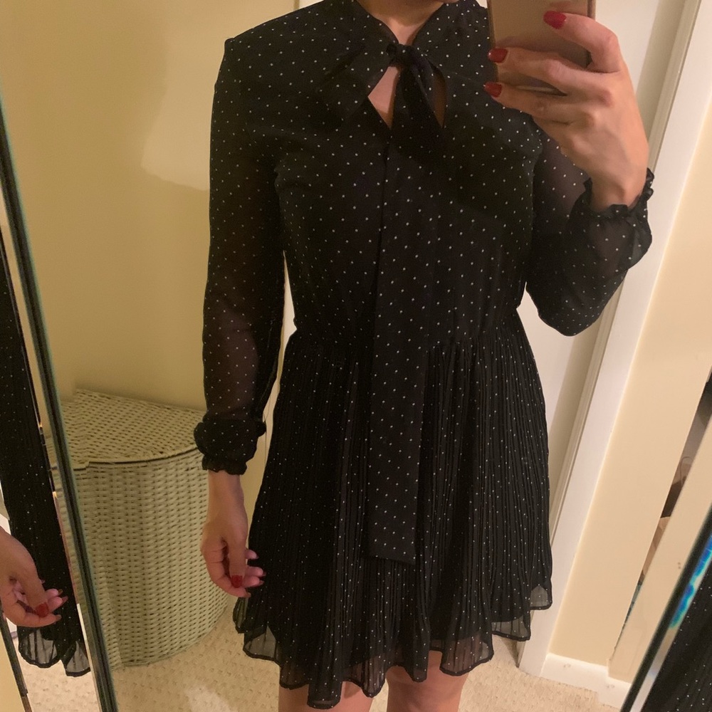 Polka dot black and white dress